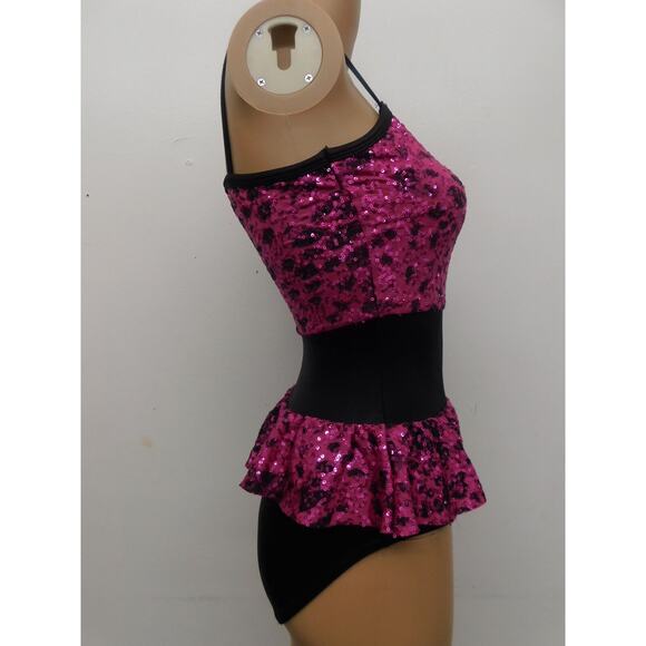Dance Costume Wish Come True T1411 Small Adult Pink Leopard Jazz Sequin - Picture 2 of 4